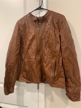 Bass Tan Leather Zip Jacket